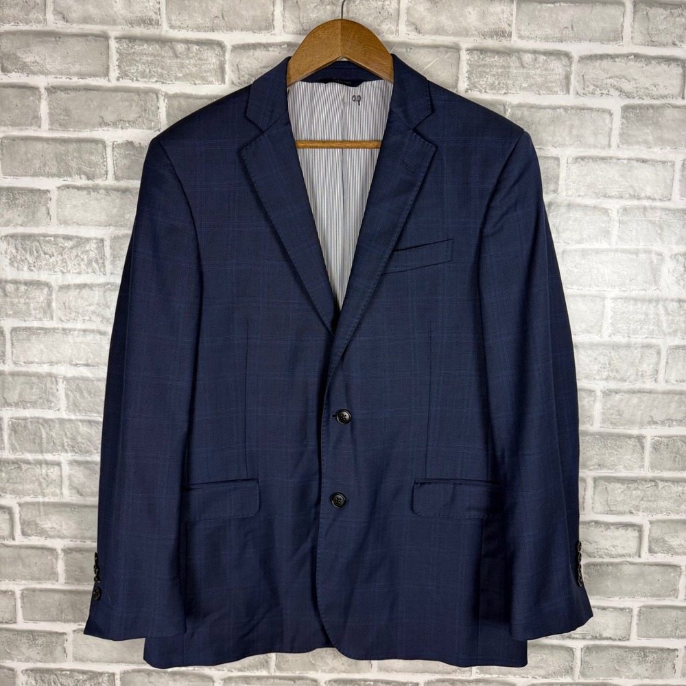 Brooks Brothers Explorer Regent Fit Blazer 40R Mens Navy Blue Plaid Wool Jacket